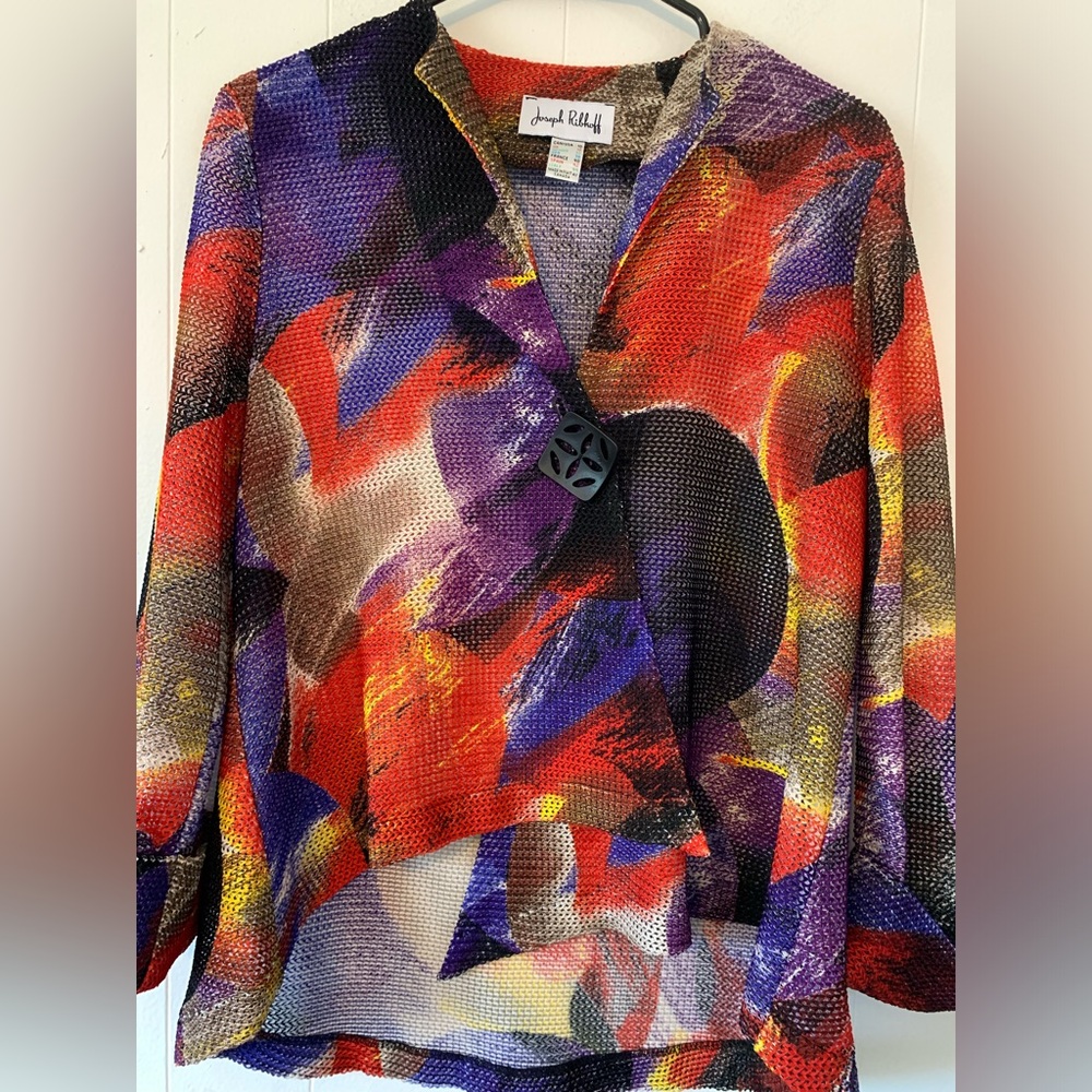 Joseph Ribkoff Multi Color Mesh Asymmetrical One … - image 1